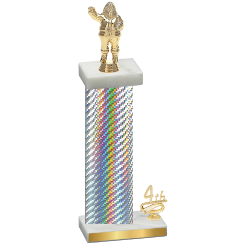 Accented Single Silver Carbon Fiber Fourth Place Holiday Trophy