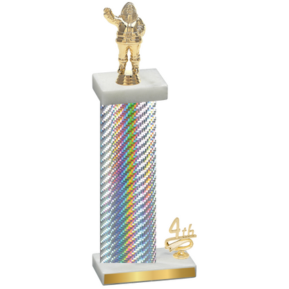 Accented Single Silver Carbon Fiber Fourth Place Holiday Trophy