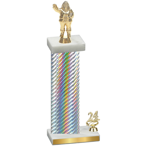 Accented Single Silver Carbon Fiber Year Holiday Trophy