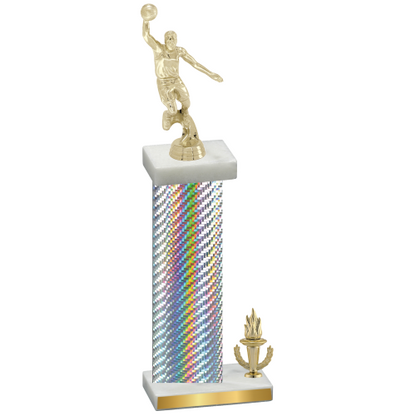 Accented Single Silver Carbon Fiber Victory Basketball Trophy
