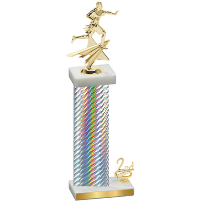 Accented Single Silver Carbon Fiber Second Place Flag Football Trophy