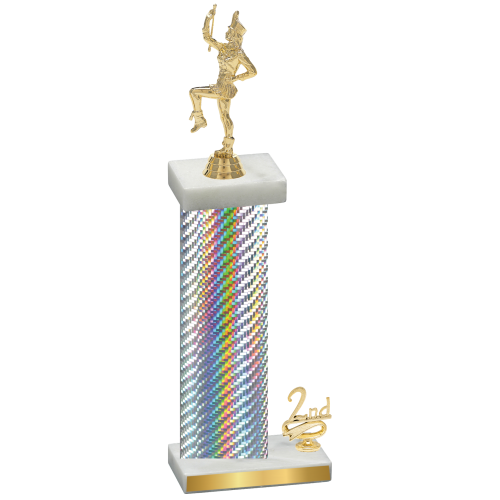 Accented Single Silver Carbon Fiber Second Place Majorette Trophy