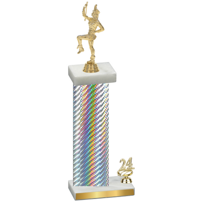 Accented Single Silver Carbon Fiber Year Majorette Trophy