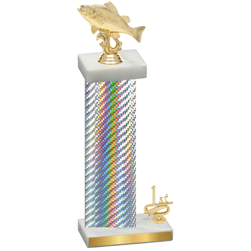 Accented Single Silver Carbon Fiber First Place Fishing Trophy