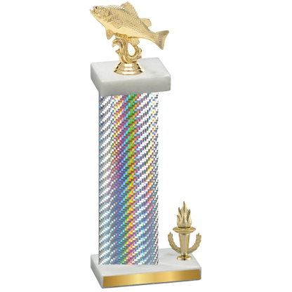 Accented Single Silver Carbon Fiber Victory Fishing Trophy