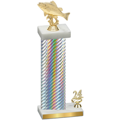 Accented Single Silver Carbon Fiber Year Fishing Trophy