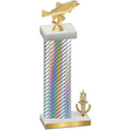 Accented Single Silver Carbon Fiber Victory Fishing Trophy