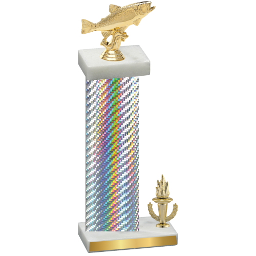 Accented Single Silver Carbon Fiber Victory Fishing Trophy