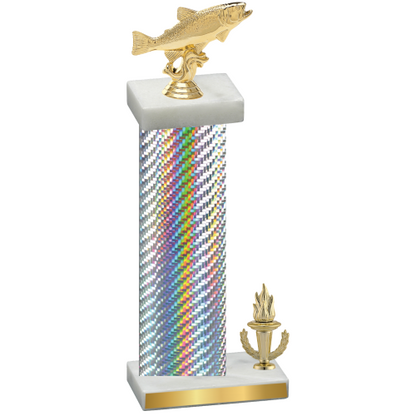 Accented Single Silver Carbon Fiber Victory Fishing Trophy