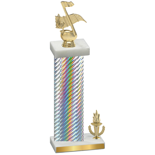 Accented Single Silver Carbon Fiber Victory Music Trophy