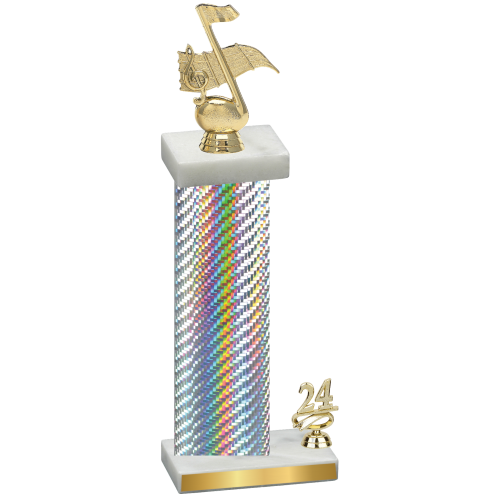 Accented Single Silver Carbon Fiber Year Music Trophy