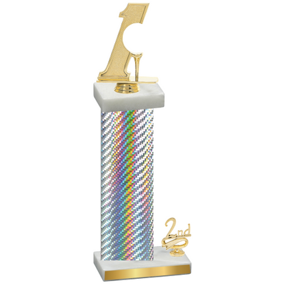 Accented Single Silver Carbon Fiber Second Place Golf Trophy