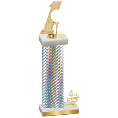 Accented Single Silver Carbon Fiber Fourth Place Golf Trophy