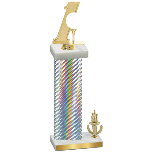 Accented Single Silver Carbon Fiber Victory Golf Trophy