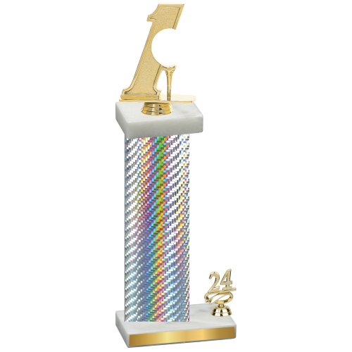 Accented Single Silver Carbon Fiber Year Golf Trophy