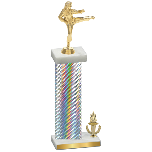 Accented Single Silver Carbon Fiber Victory Karate Trophy