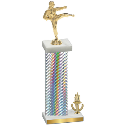 Accented Single Silver Carbon Fiber Victory Karate Trophy