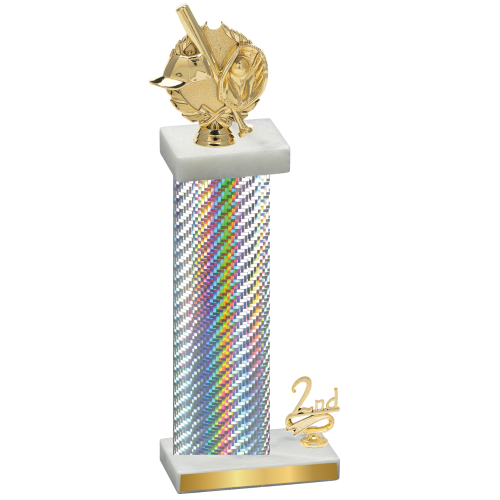 Accented Single Silver Carbon Fiber Second Place Baseball Trophy