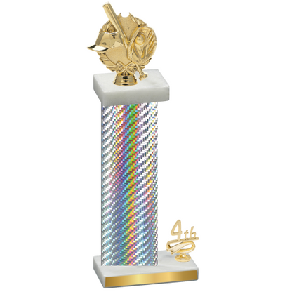 Accented Single Silver Carbon Fiber Fourth Place Baseball Trophy