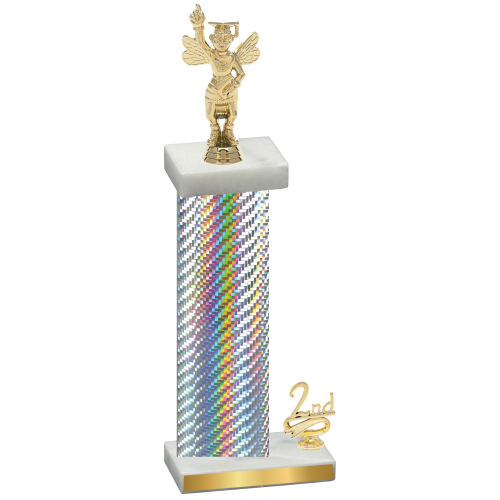 Accented Single Silver Carbon Fiber Second Place Academics Trophy