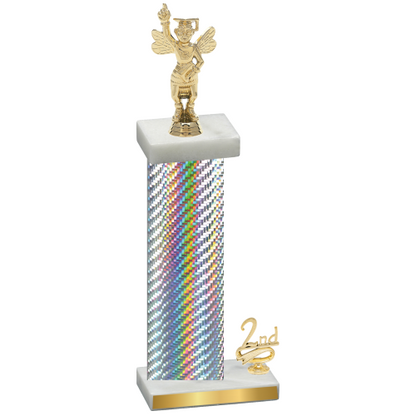 Accented Single Silver Carbon Fiber Second Place Academics Trophy