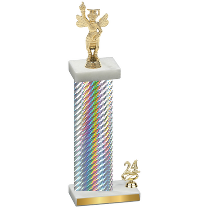 Accented Single Silver Carbon Fiber Year Academics Trophy