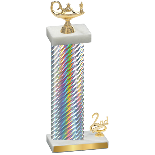 Accented Single Silver Carbon Fiber Second Place Academics Trophy