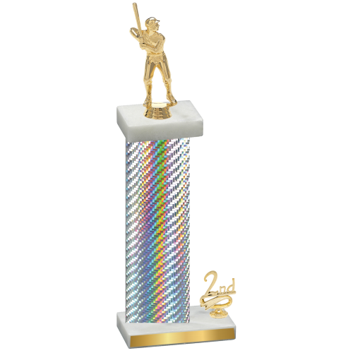 Accented Single Silver Carbon Fiber Second Place Baseball Trophy