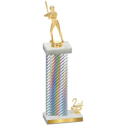 Accented Single Silver Carbon Fiber Second Place Softball Trophy