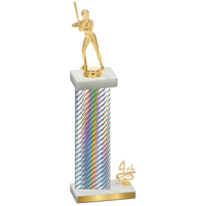 Accented Single Silver Carbon Fiber Fourth Place Softball Trophy