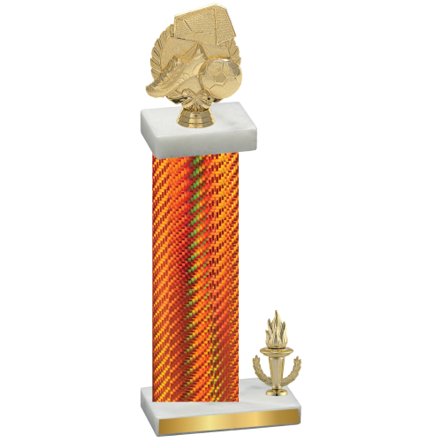 Accented Single Orange Carbon Fiber Victory Soccer Trophy