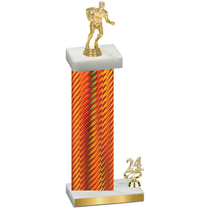 Accented Single Orange Carbon Fiber Year Rugby Trophy