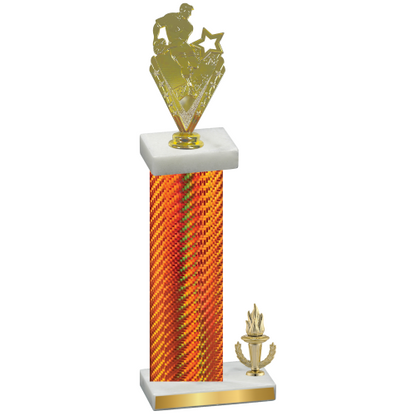 Accented Single Orange Carbon Fiber Victory Rugby Trophy