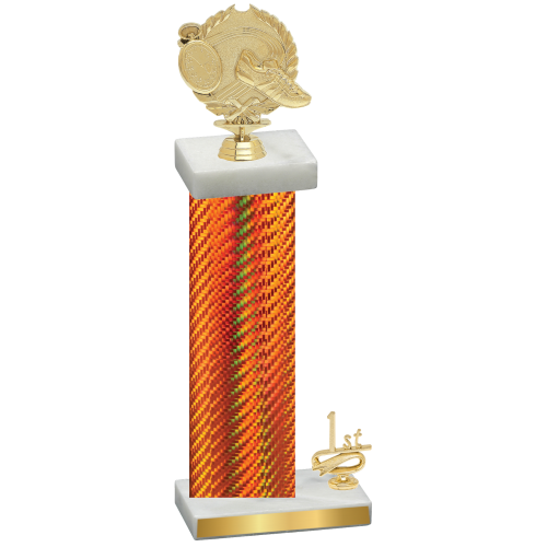 Accented Single Orange Carbon Fiber First Place Running Trophy