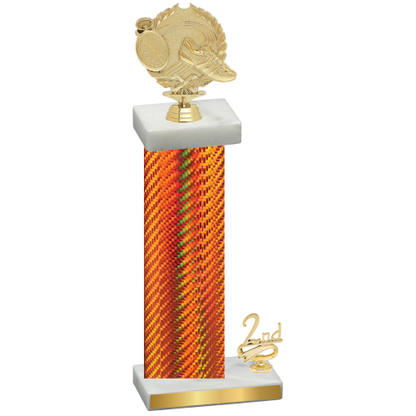 Accented Single Orange Carbon Fiber Second Place Running Trophy