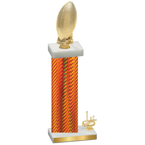 Accented Single Orange Carbon Fiber First Place Football Trophy