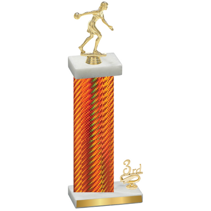 Accented Single Orange Carbon Fiber Third Place Bowling Trophy