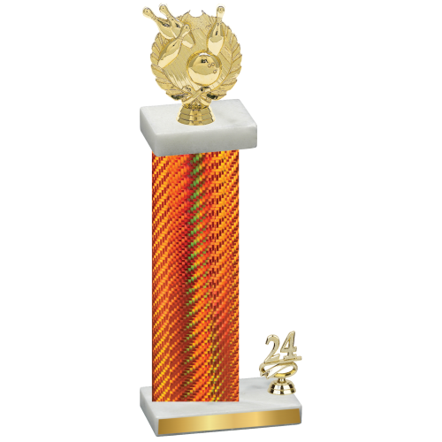 Accented Single Orange Carbon Fiber Year Bowling Trophy