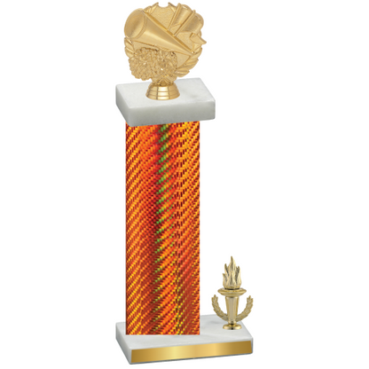 Accented Single Orange Carbon Fiber Victory Cheerleading Trophy