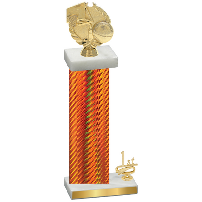 Accented Single Orange Carbon Fiber First Place Basketball Trophy