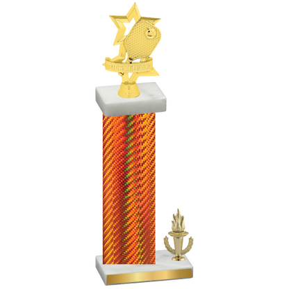 Accented Single Orange Carbon Fiber Victory Pickleball Trophy