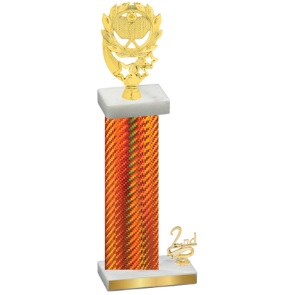 Accented Single Orange Carbon Fiber Second Place Pickleball Trophy