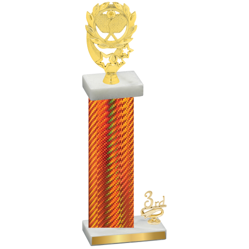 Accented Single Orange Carbon Fiber Third Place Pickleball Trophy