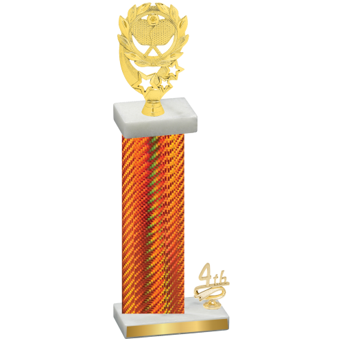 Accented Single Orange Carbon Fiber Fourth Place Pickleball Trophy