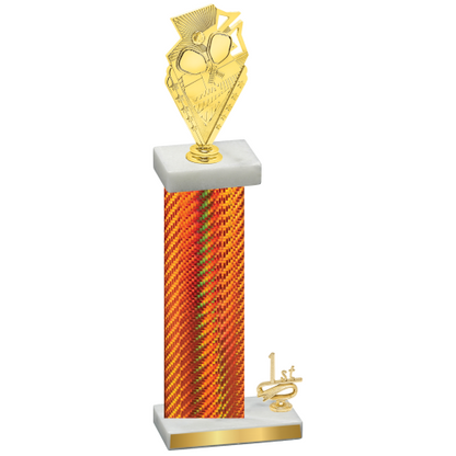 Accented Single Orange Carbon Fiber First Place Pickleball Trophy