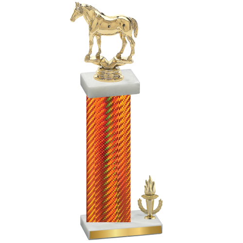 Accented Single Orange Carbon Fiber Victory Horses Trophy