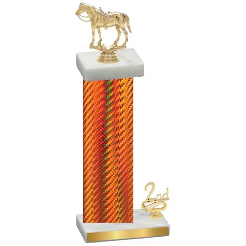 Accented Single Orange Carbon Fiber Second Place Horses Trophy