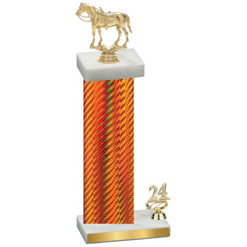 Accented Single Orange Carbon Fiber Year Horses Trophy