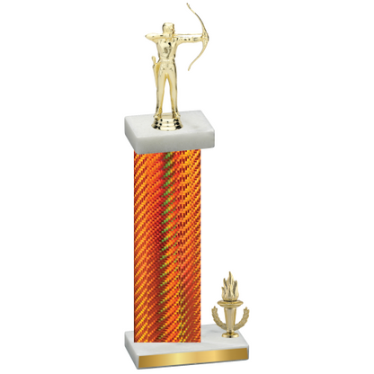 Accented Single Orange Carbon Fiber Victory Archery Trophy