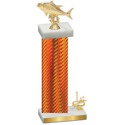 Accented Single Orange Carbon Fiber First Place Fishing Trophy